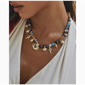 Kendra Scott NWT Beaded Shiva Gold Charm Necklace